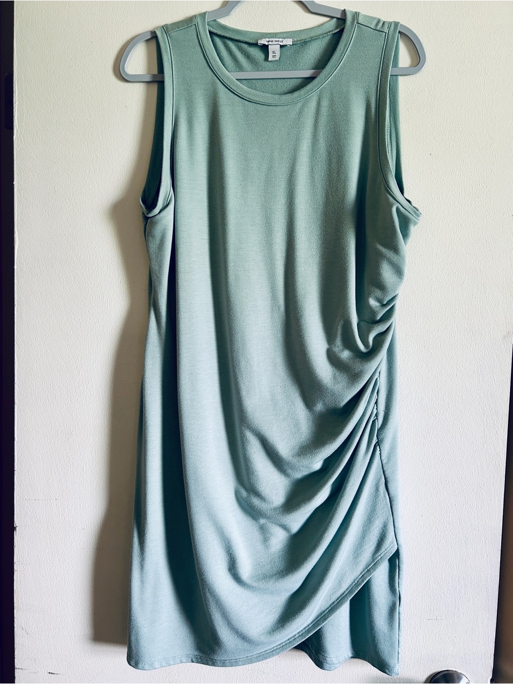 Nine West Sleeveless Sage Green Ruched Dress